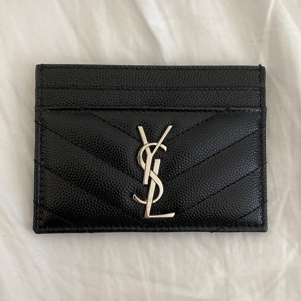 YSL Card Holder with Silver Hardware